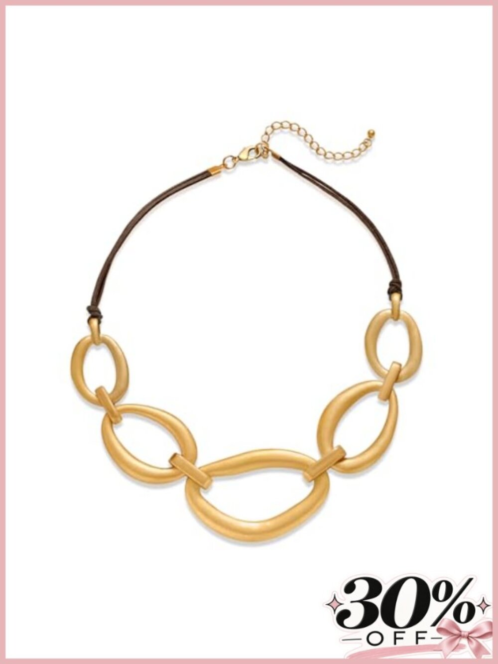 Chunky Gold Link Choker Necklace Statement Jewelry Brass Women's Vintage